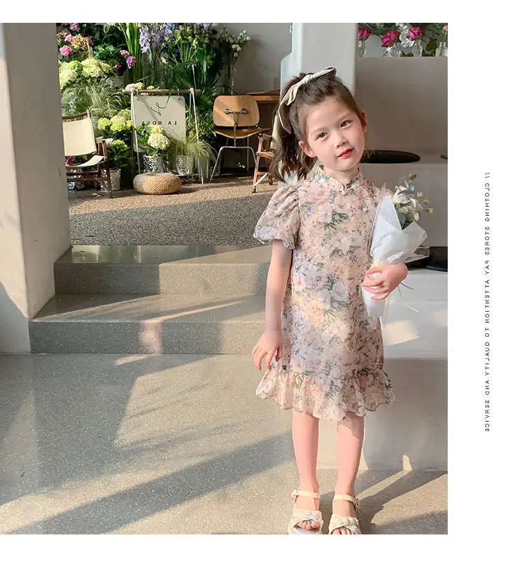 Little Girl's Floral Cheongsam Dress Summer — feature 9