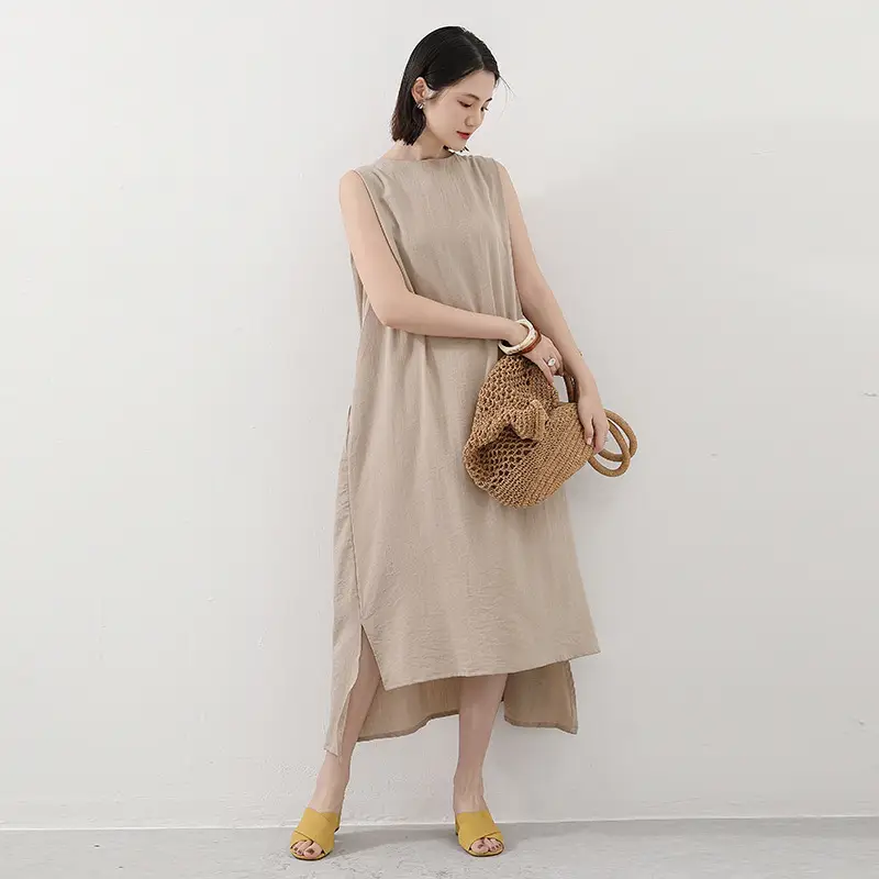 Japanese Cotton Linen Sleeveless Swing Dress Large Summer - Image 9
