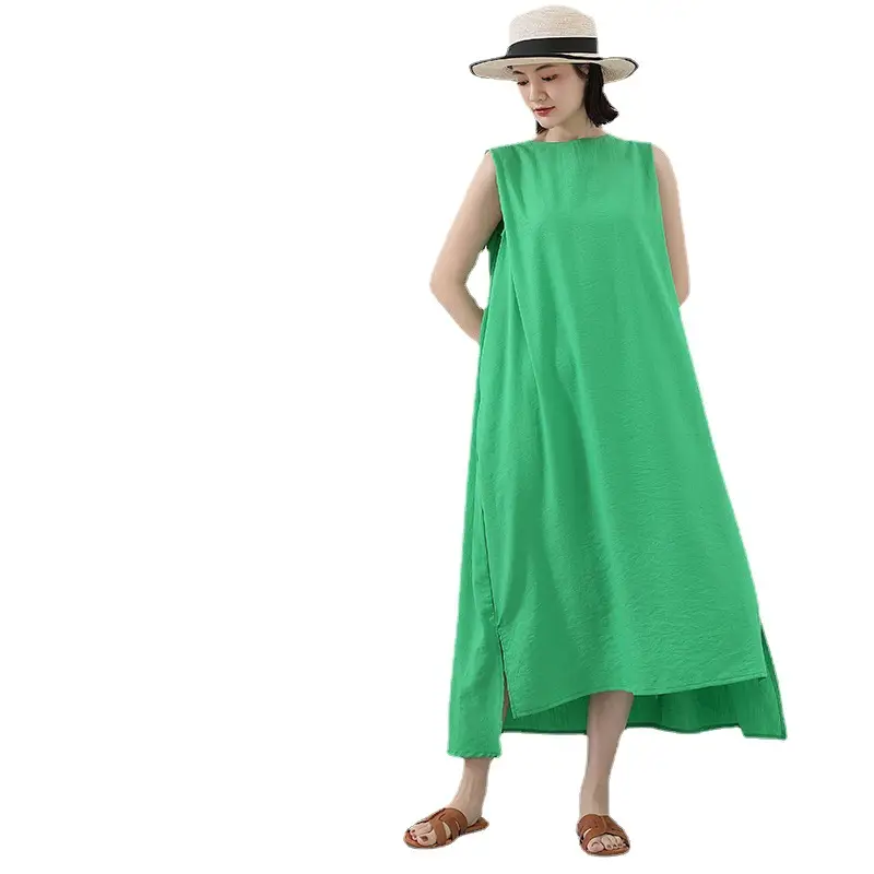 Japanese Cotton Linen Sleeveless Swing Dress Large Summer - Image 11
