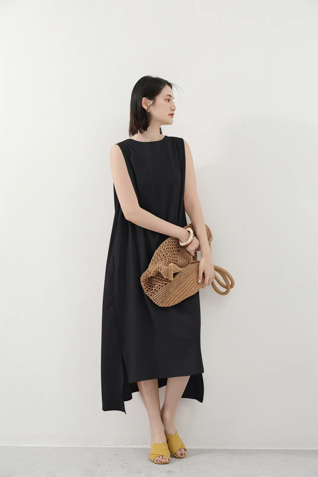 Japanese Cotton Linen Sleeveless Swing Dress Large Summer - Image 4