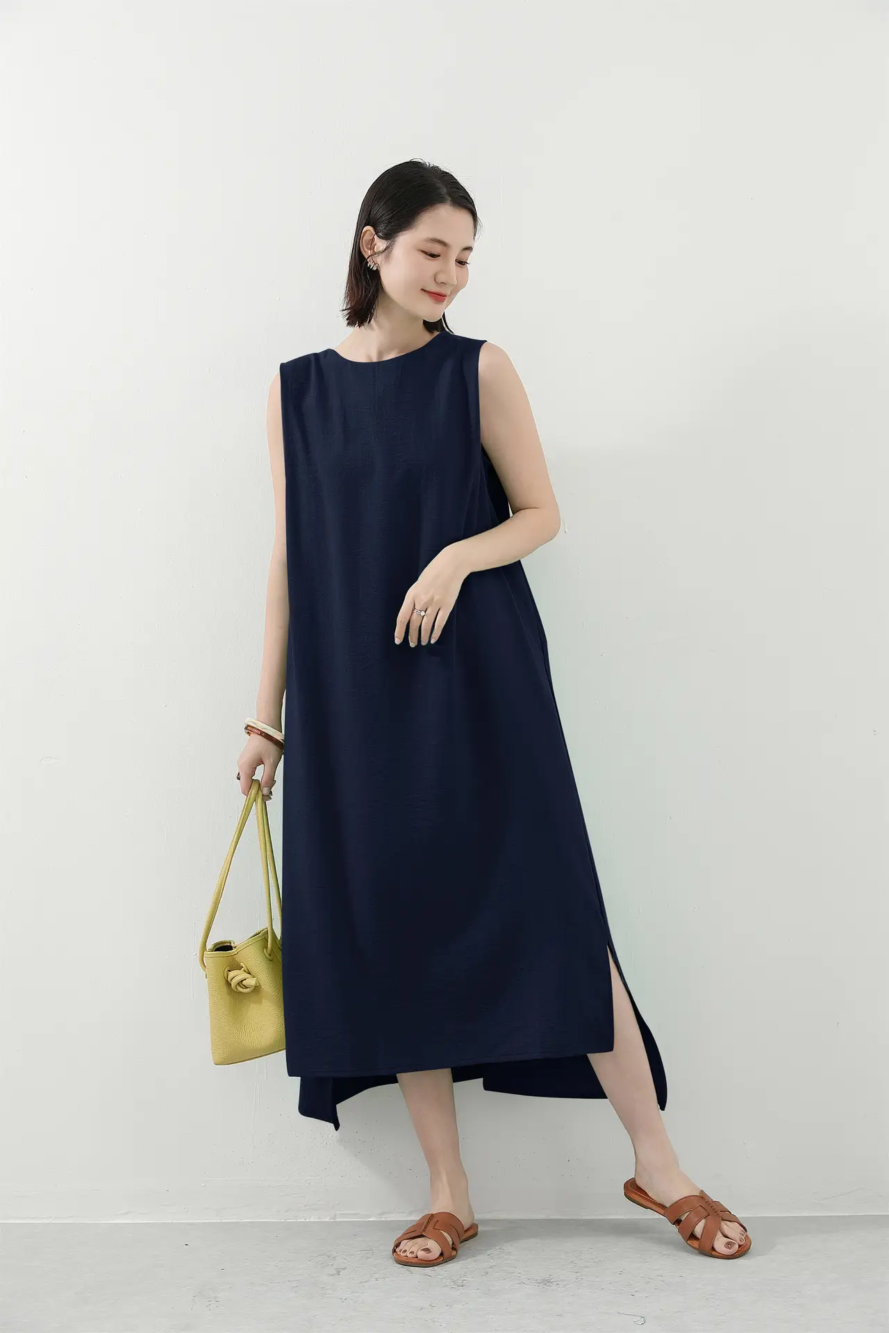 Japanese Cotton Linen Sleeveless Swing Dress Large Summer - Image 5