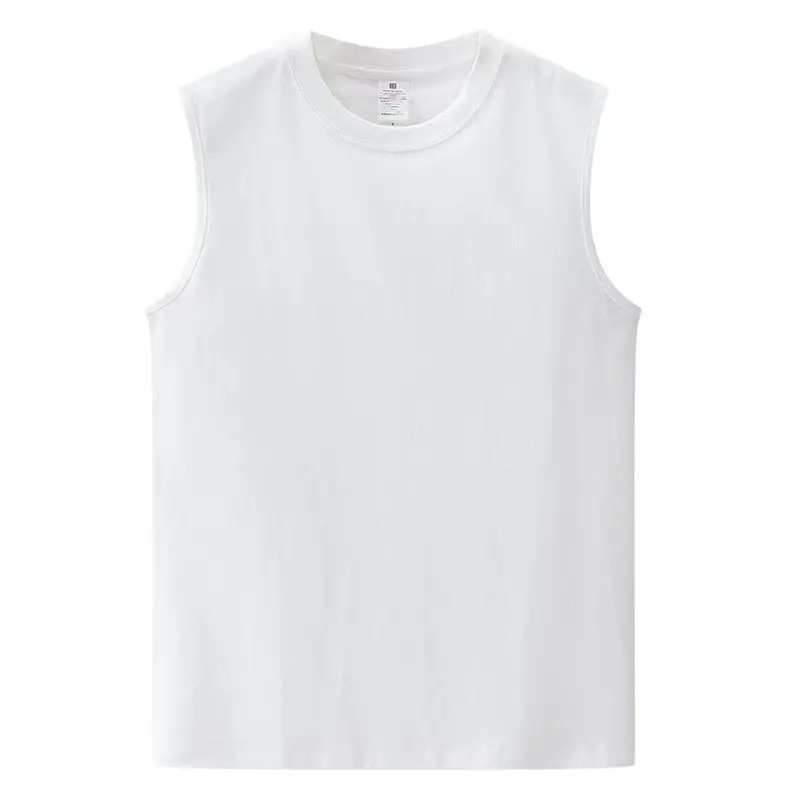 Men's White Sleeveless Cotton Vest 230g - Image 2