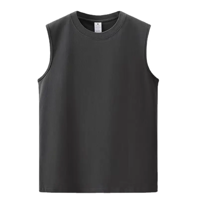 Men's White Sleeveless Cotton Vest 230g - Image 3