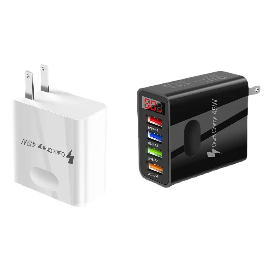 4USB Digital Display Mobile Phone Charger 45W US