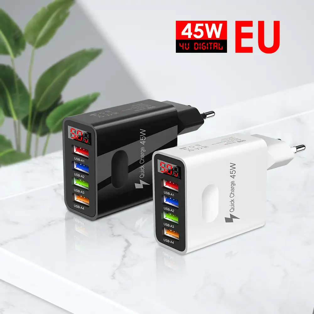4USB Digital Display Mobile Phone Charger 45W US — feature 9
