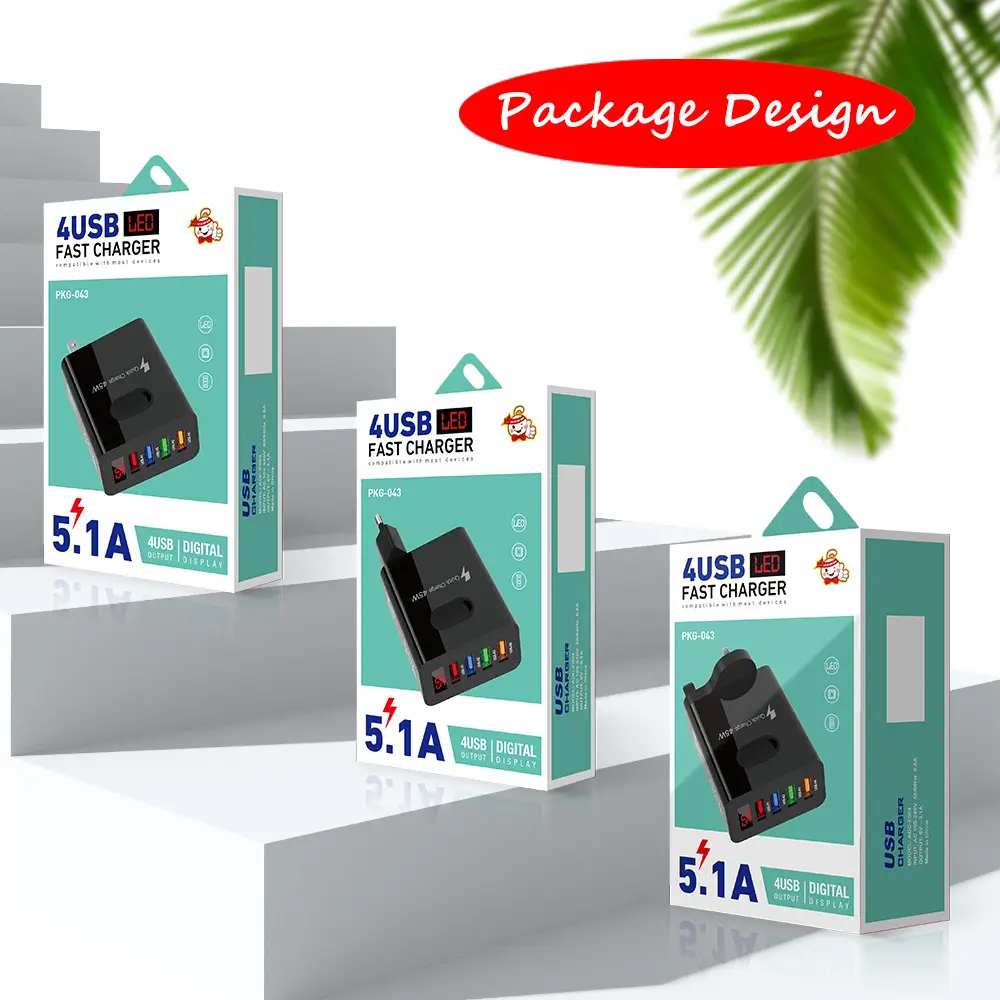 4USB Digital Display Mobile Phone Charger 45W US