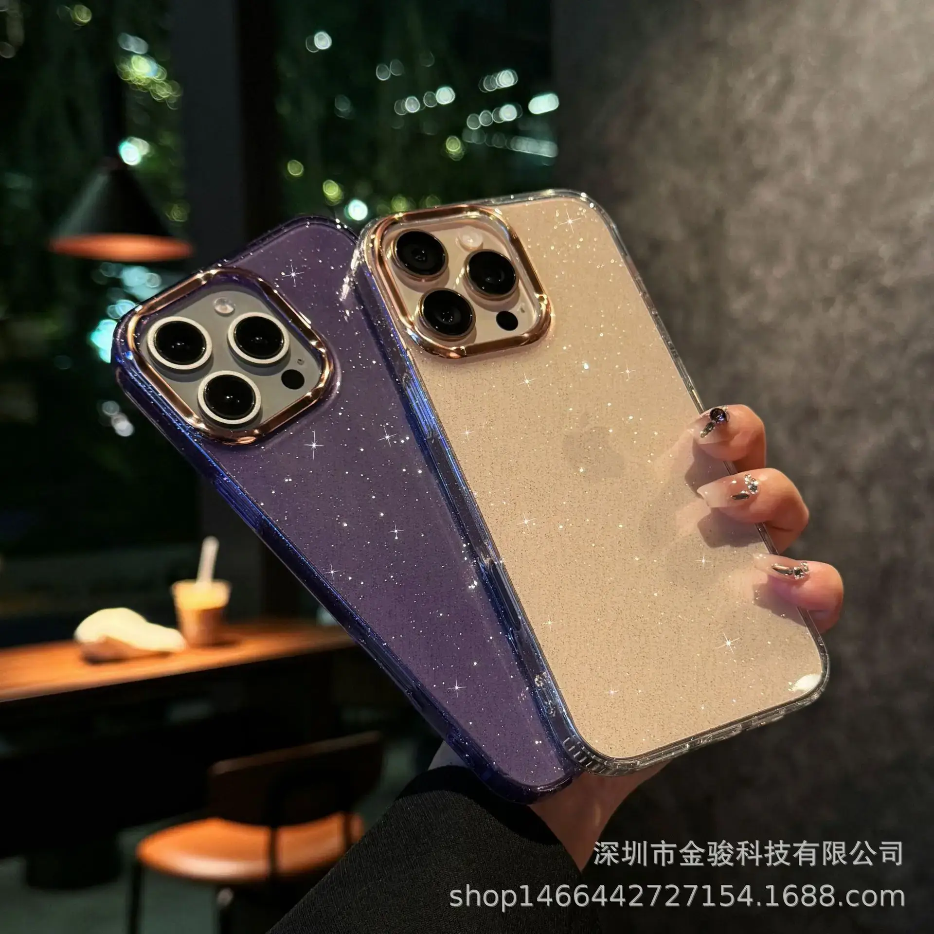 Apple iPhone 16 Pro Case with Electroplated Lens Frame & Glitter TPU - Image 8