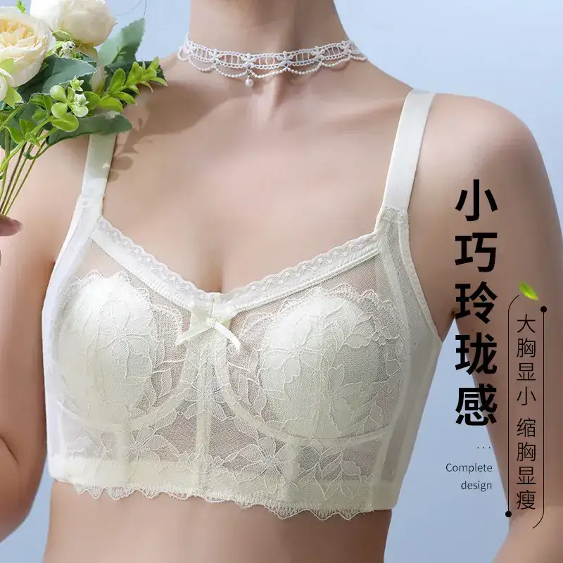 Women's Lace Underwire Bra Large Bust Side Support