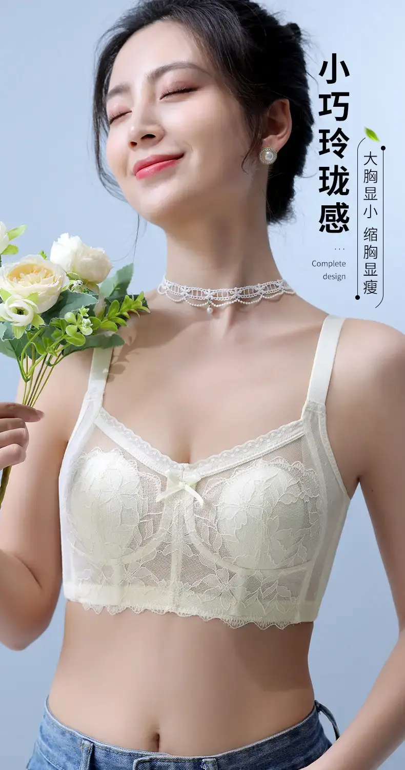 Women's Lace Underwire Bra Large Bust Side Support — feature 16
