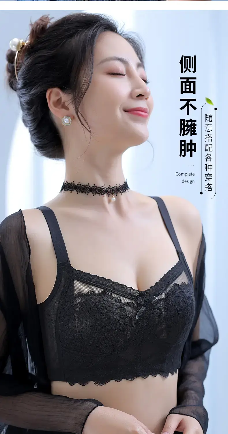 Women's Lace Underwire Bra Large Bust Side Support — feature 17