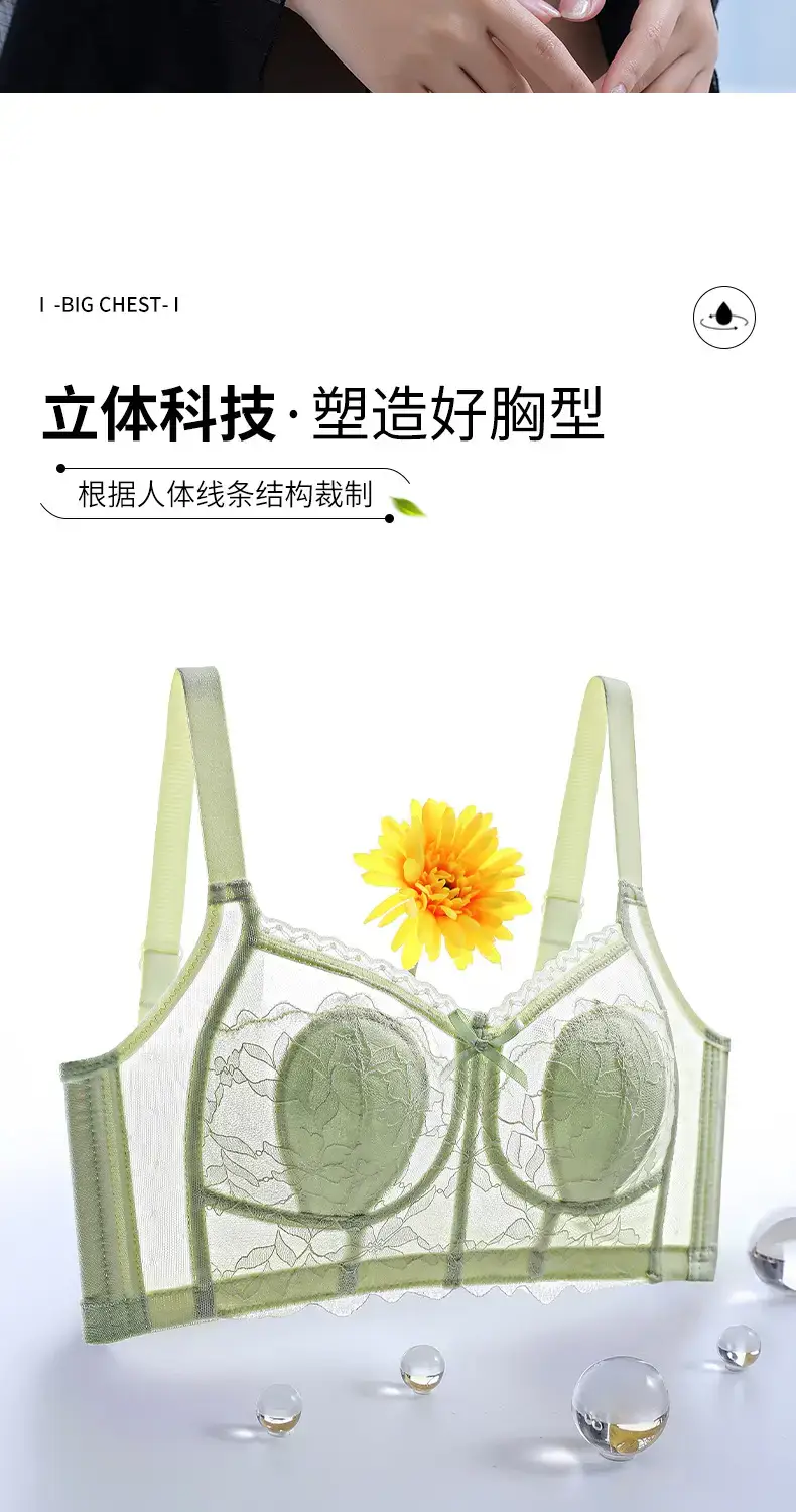 Women's Lace Underwire Bra Large Bust Side Support — feature 18