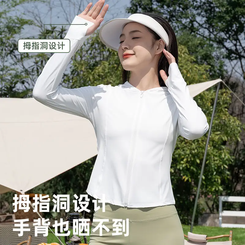 Women's Black Sun Protection Hooded Sports Jacket - Image 9