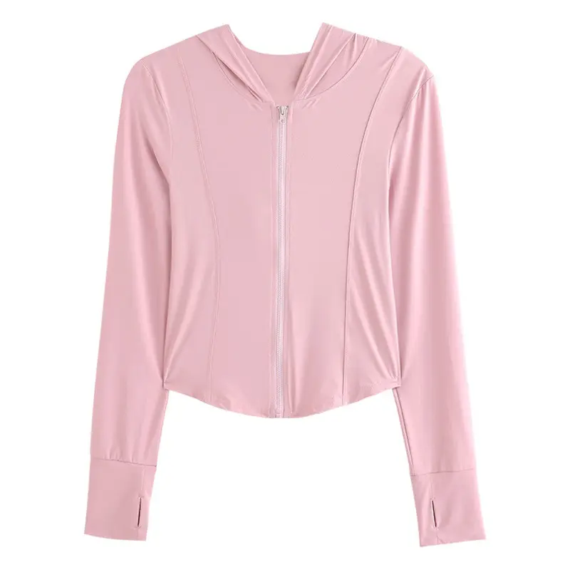 Women's Black Sun Protection Hooded Sports Jacket