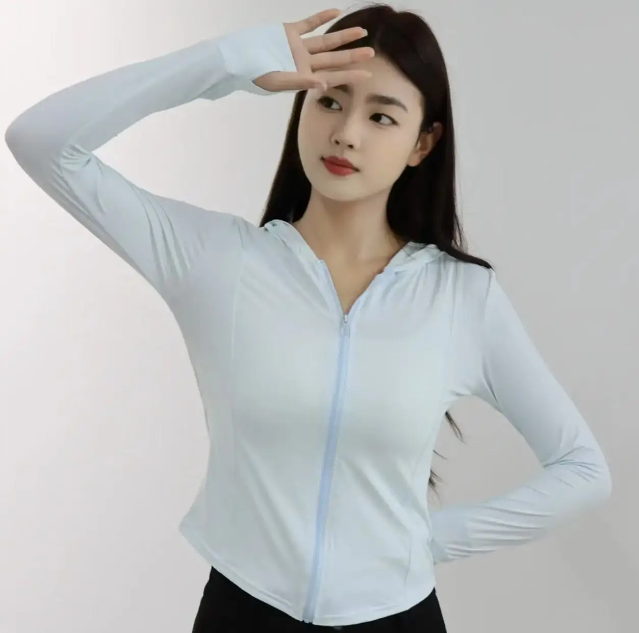 Women's Black Sun Protection Hooded Sports Jacket - Image 7