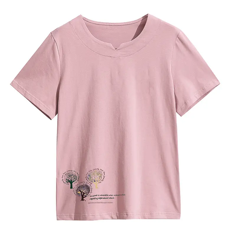 Women Pink Short Sleeve T-shirt 2023 Loose Fit - Image 7