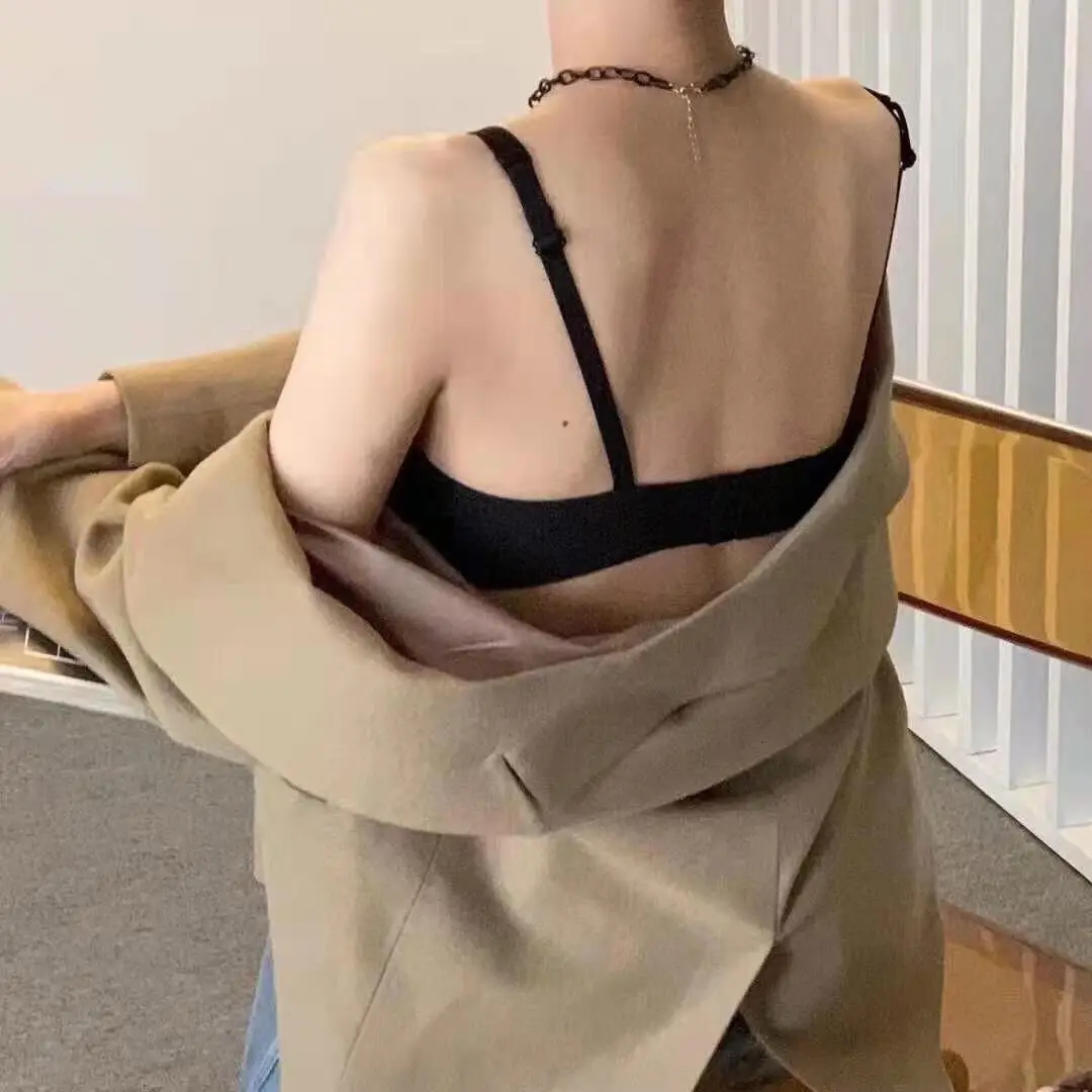 metwo French Style Small Square Collar One-character Collar Air bra without Steel Rings Thin Gathering Collapsible Emulsion bra Underwear for Women — feature 21