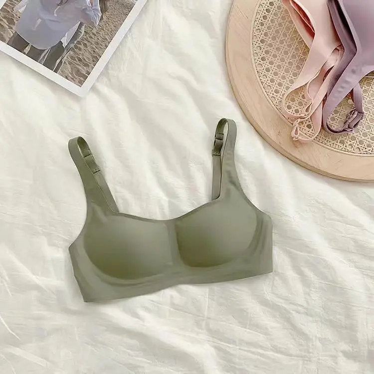 metwo French Style Small Square Collar One-character Collar Air bra without Steel Rings Thin Gathering Collapsible Emulsion bra Underwear for Women - Image 3