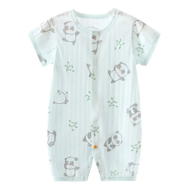 Baby Ice Oxygen Cotton Jumpsuit White Green Cactus Print