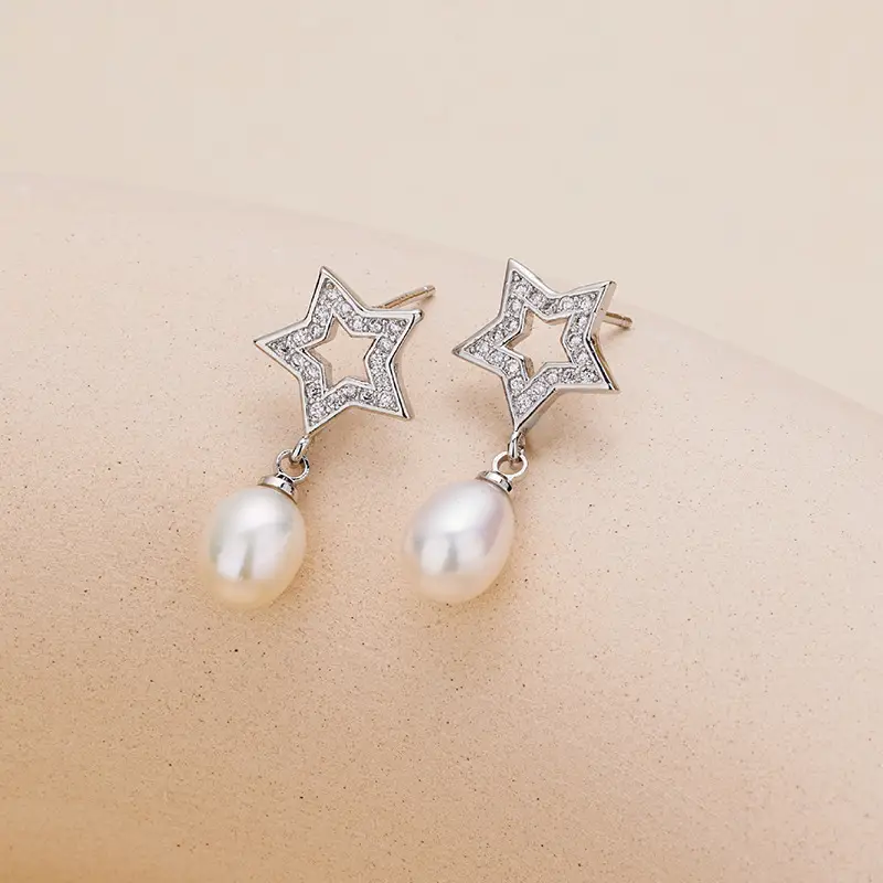 Star Micro-Paved Zircon Pearl Earrings for Women — feature 8