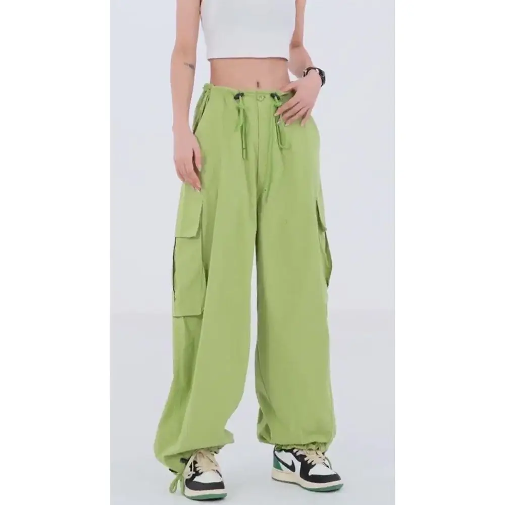 Women Japanese Style Wide Leg Pants Green High Street - Image 4
