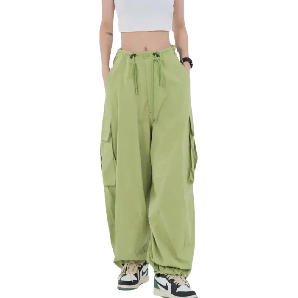 Women Japanese Style Wide Leg Pants Green High Street
