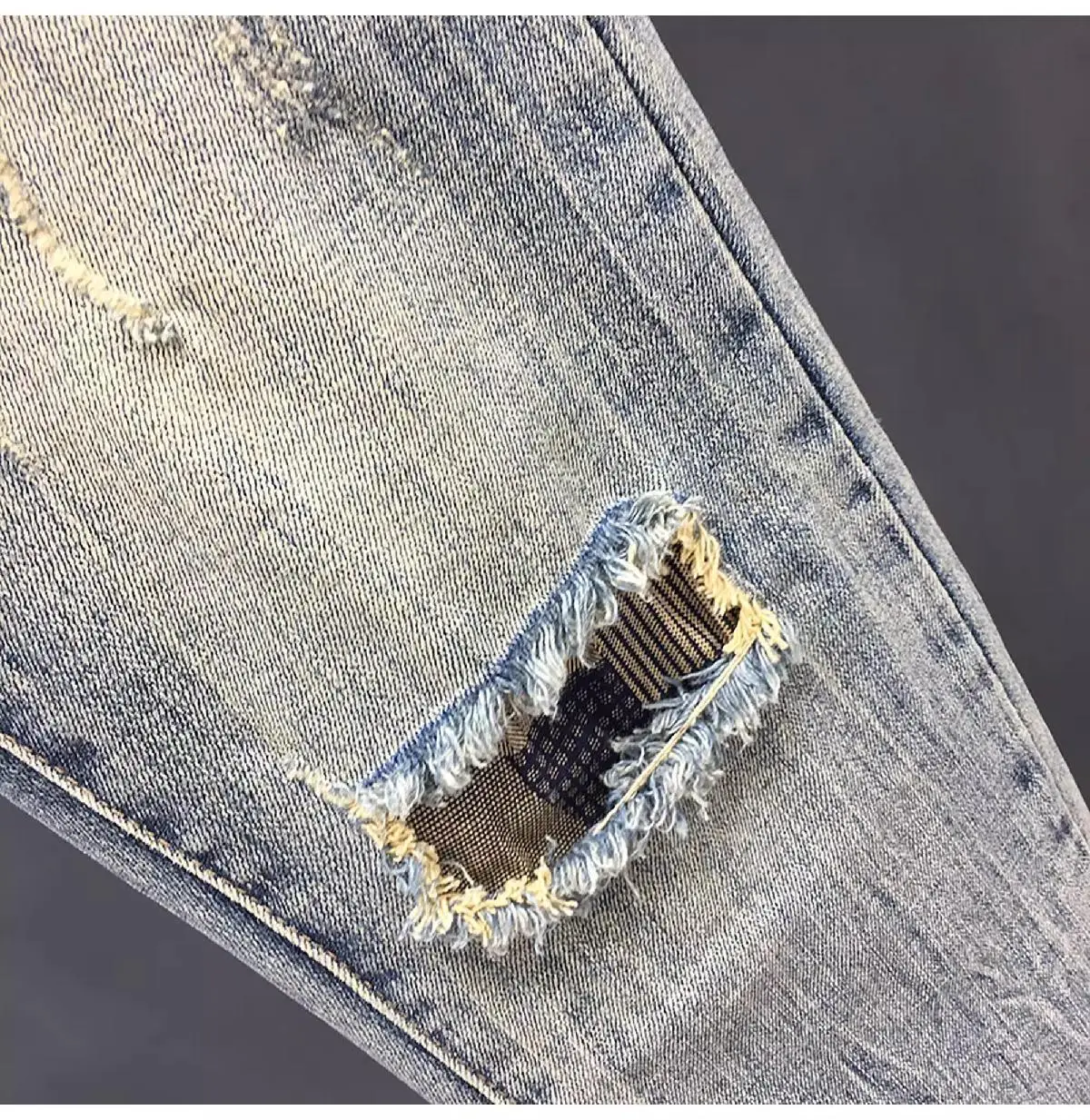 Men's Retro Blue Ripped Jeans Spring Summer Stretch Cropped — feature 10