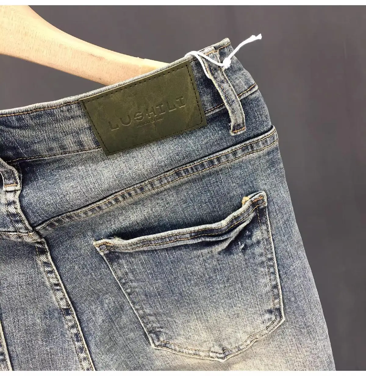 Men's Retro Blue Ripped Jeans Spring Summer Stretch Cropped — feature 12