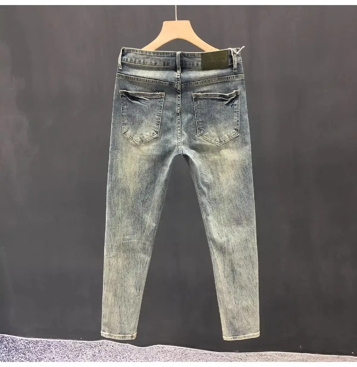 Men's Retro Blue Ripped Jeans Spring Summer Stretch Cropped — feature 6