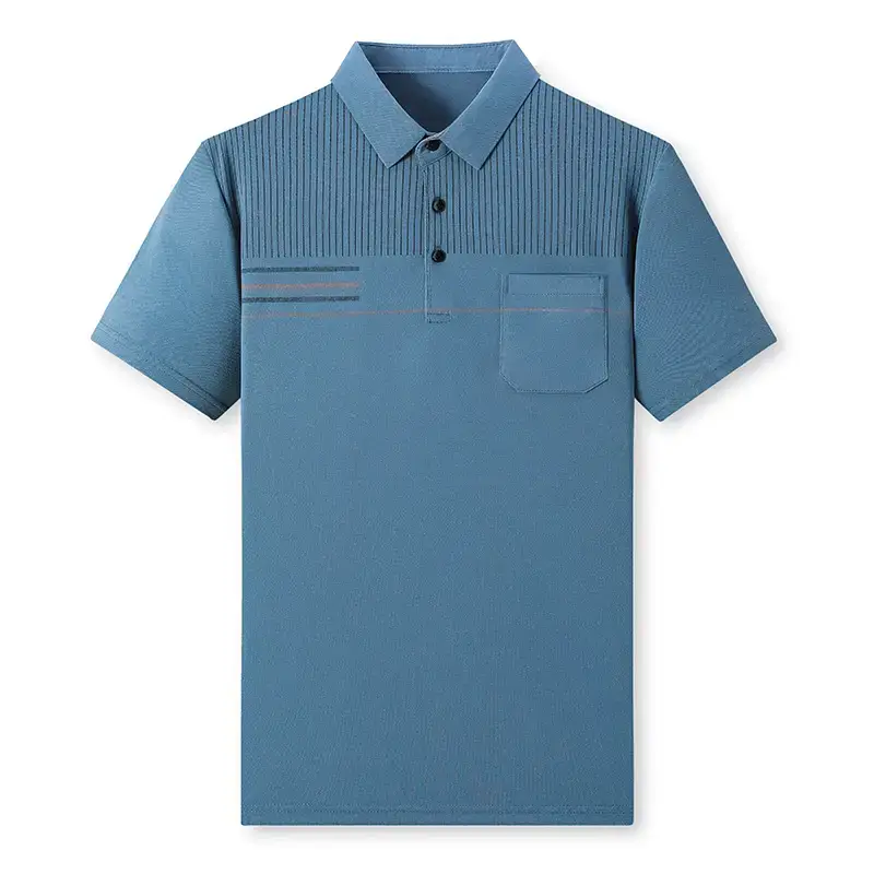 Men's Beaded Mesh Polo Shirt Green Short Sleeve Summer