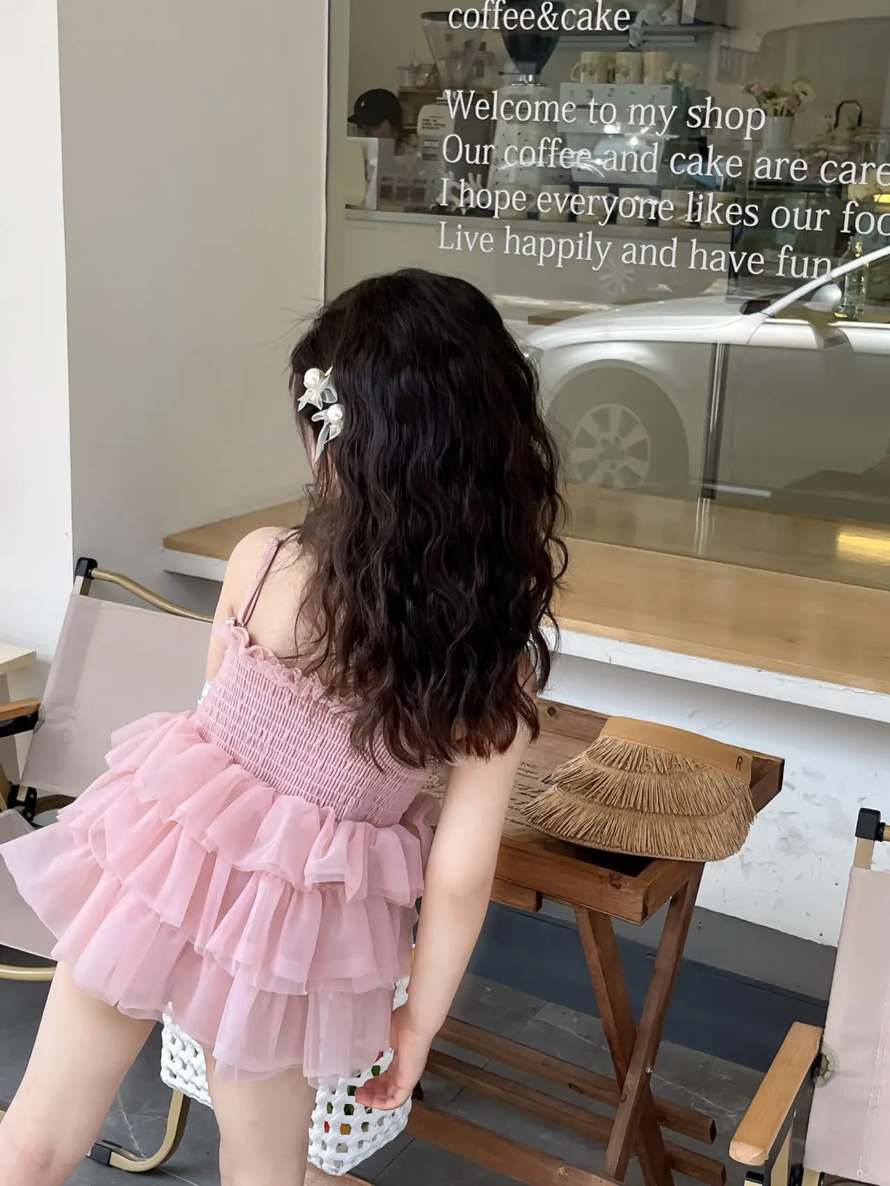 Girls' Pink Lace Stretch One-Piece Skirt Swimsuit — feature 18