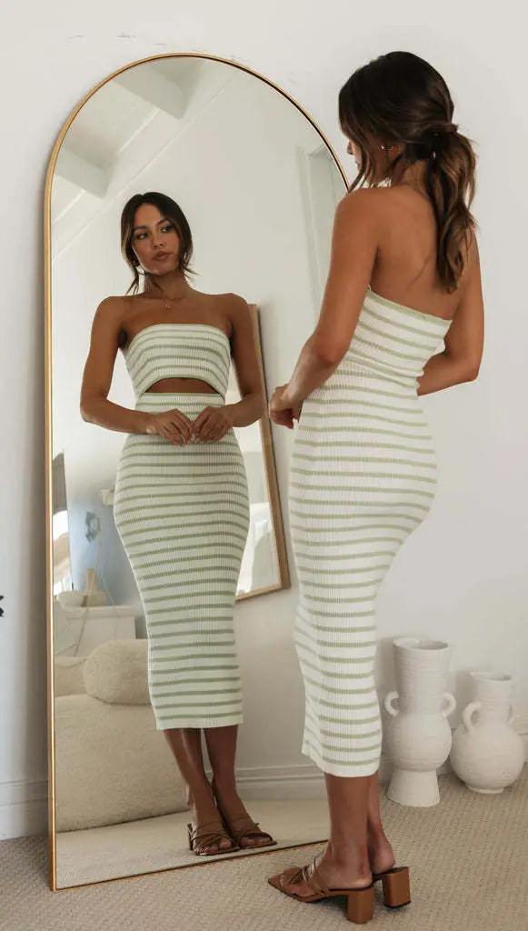 Sexy Strapless Striped Hip Dress for Women — feature 19