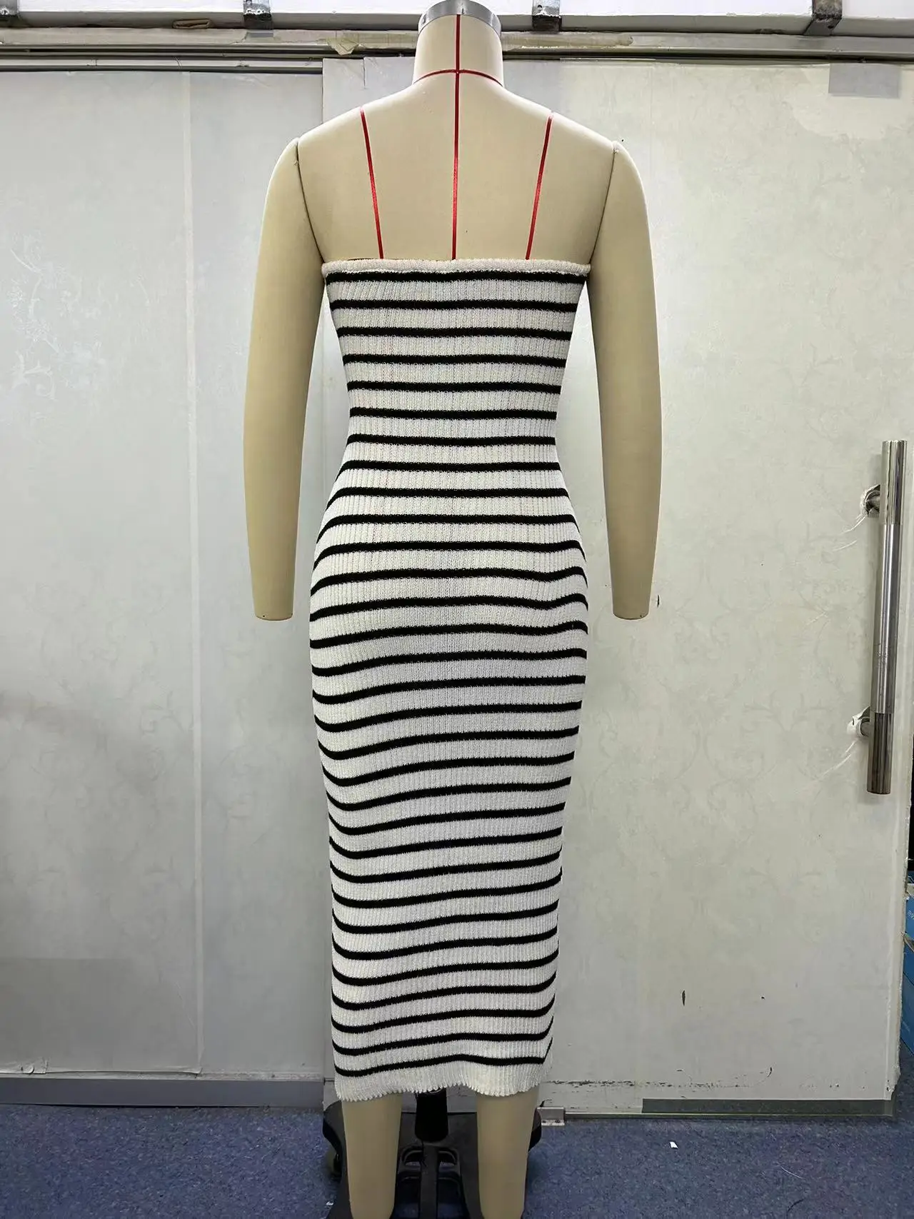 Sexy Strapless Striped Hip Dress for Women — feature 40