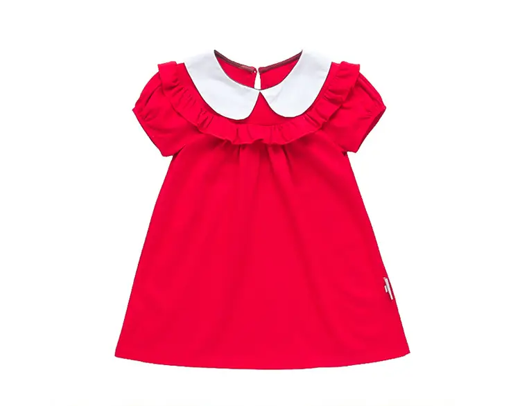 2025 Red Korean Style Doll Collar Puff Sleeve Skirts for Girls — feature 16
