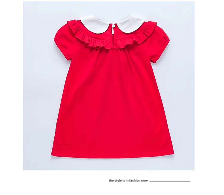2025 Red Korean Style Doll Collar Puff Sleeve Skirts for Girls — feature 17