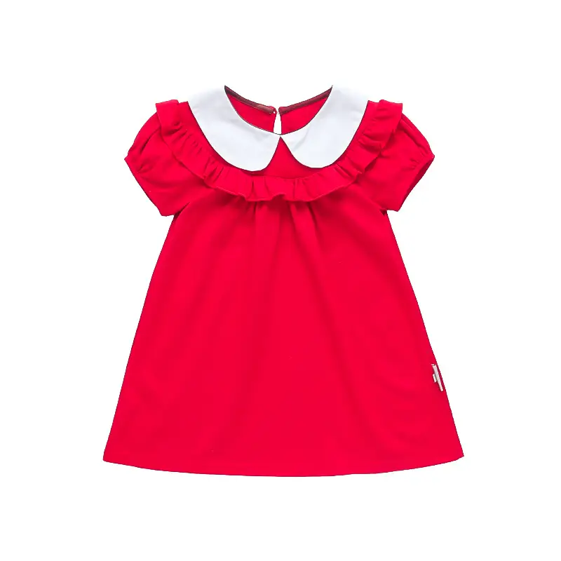 2025 Red Korean Style Doll Collar Puff Sleeve Skirts for Girls — feature 21