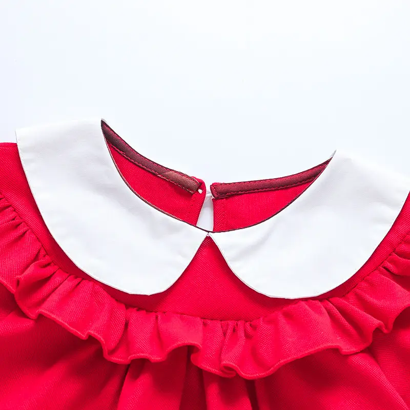 2025 Red Korean Style Doll Collar Puff Sleeve Skirts for Girls — feature 23