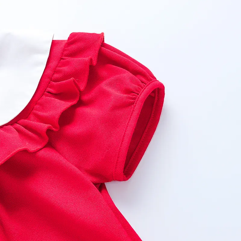 2025 Red Korean Style Doll Collar Puff Sleeve Skirts for Girls — feature 25