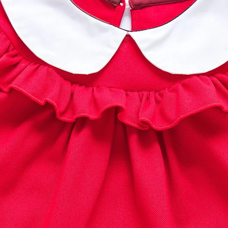 2025 Red Korean Style Doll Collar Puff Sleeve Skirts for Girls — feature 27