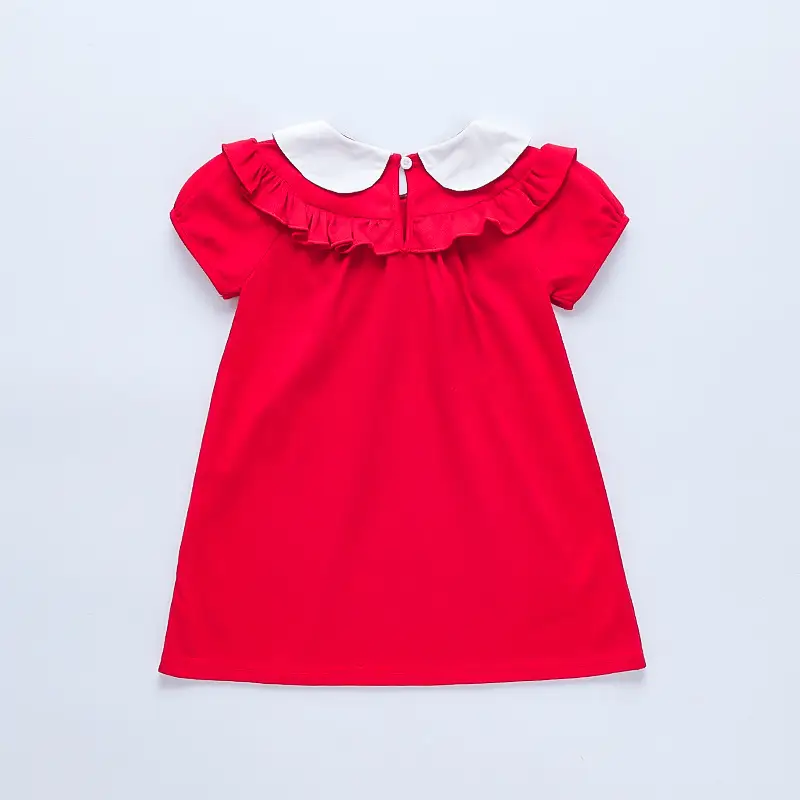 2025 Red Korean Style Doll Collar Puff Sleeve Skirts for Girls — feature 29