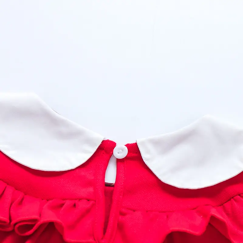 2025 Red Korean Style Doll Collar Puff Sleeve Skirts for Girls — feature 30