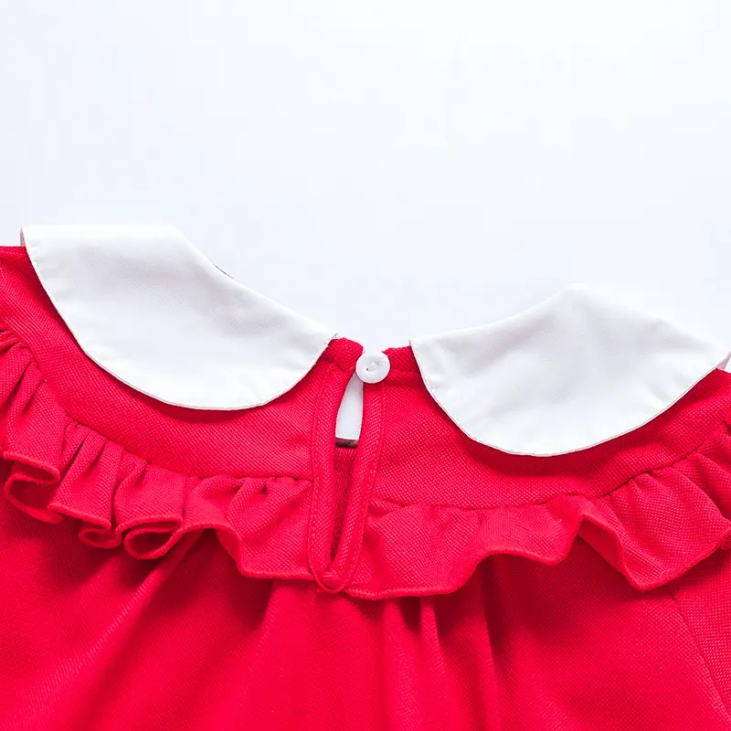 2025 Red Korean Style Doll Collar Puff Sleeve Skirts for Girls — feature 31