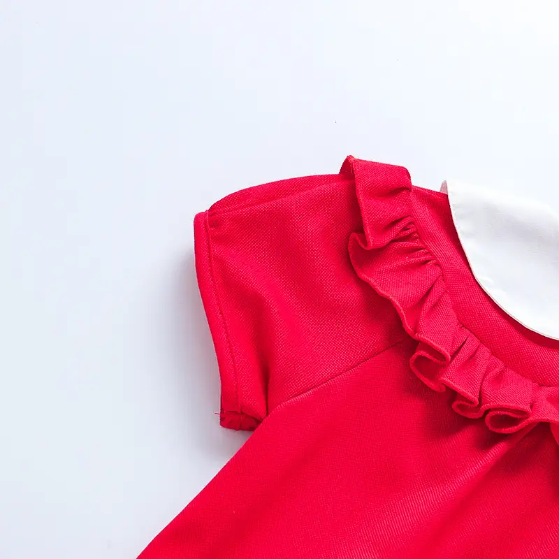 2025 Red Korean Style Doll Collar Puff Sleeve Skirts for Girls — feature 32