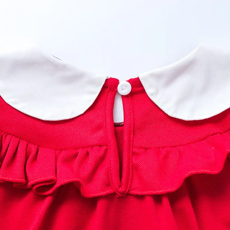 2025 Red Korean Style Doll Collar Puff Sleeve Skirts for Girls — feature 33