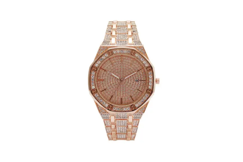 Black Octagonal Diamond Women's Watch with Full Diamond Dial — feature 10