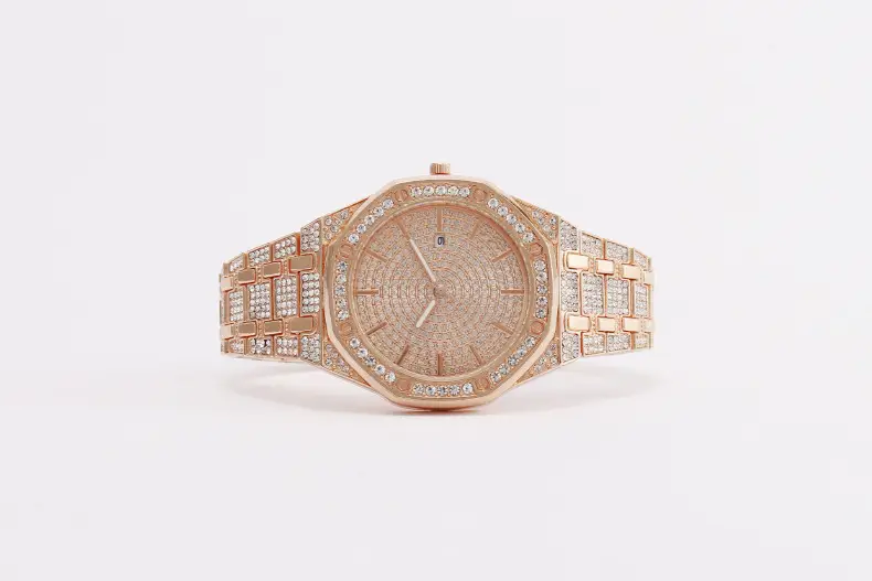 Black Octagonal Diamond Women's Watch with Full Diamond Dial — feature 11