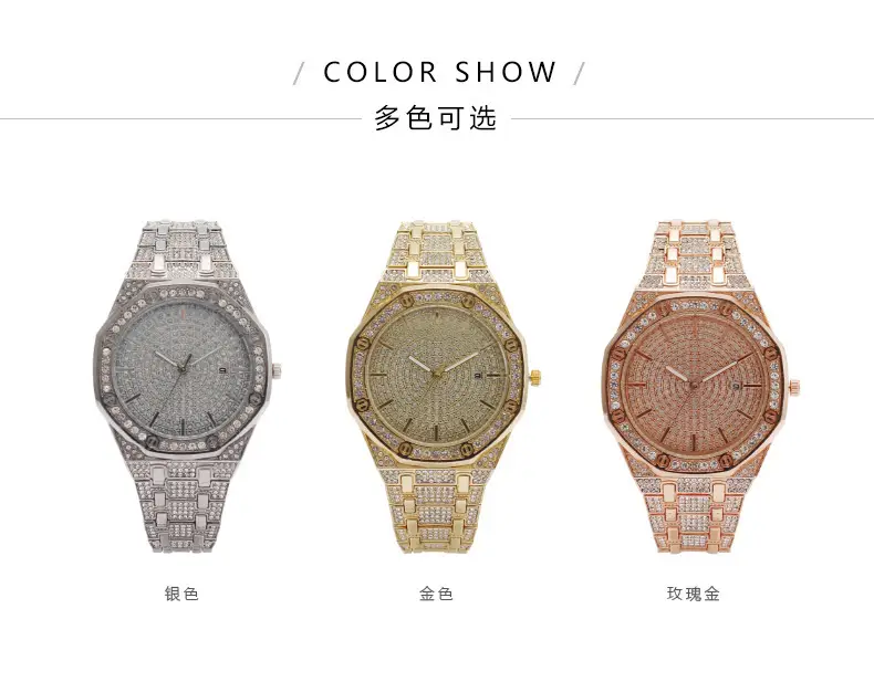 Black Octagonal Diamond Women's Watch with Full Diamond Dial — feature 2