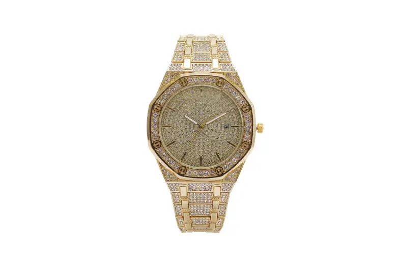 Black Octagonal Diamond Women's Watch with Full Diamond Dial — feature 7