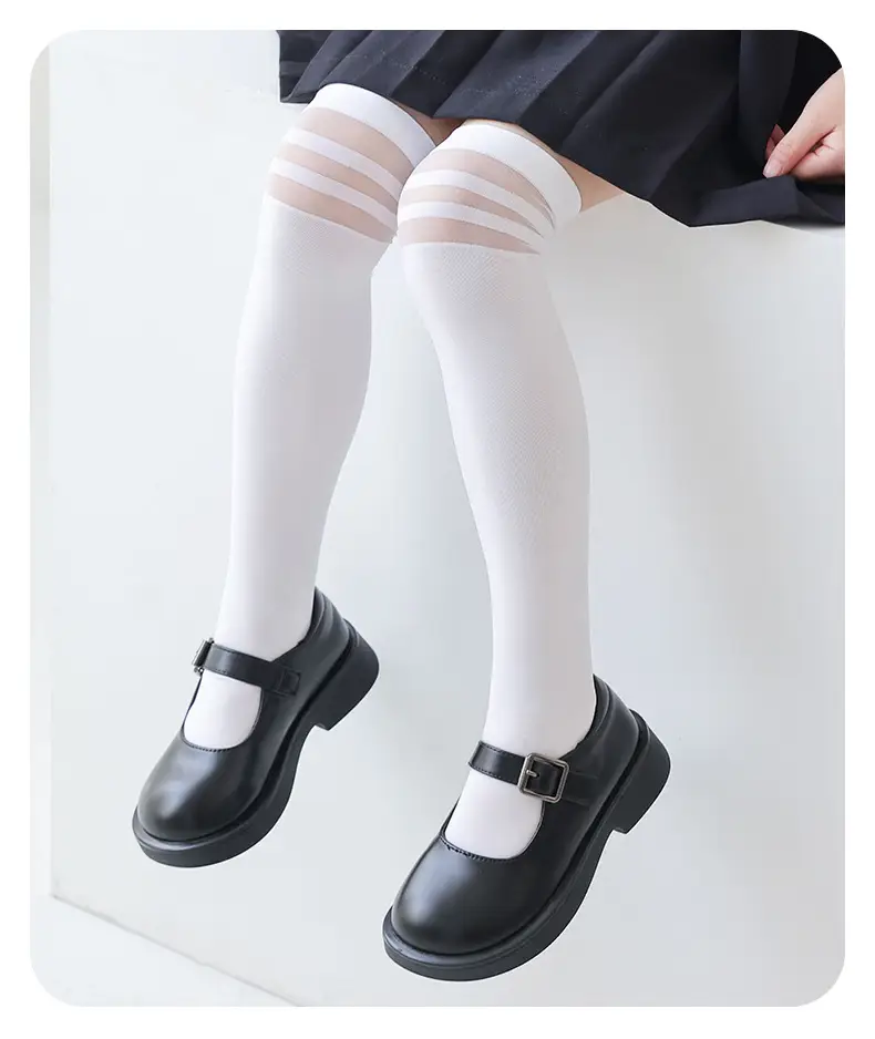 White Cat Print Over-the-Knee Socks for Girls — feature 16