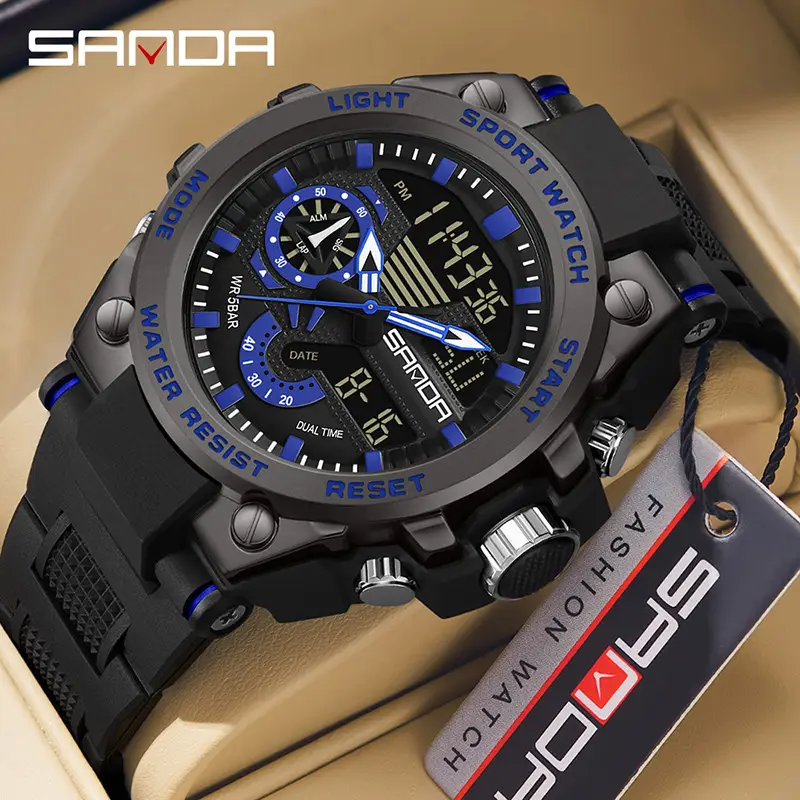 Sanda Digital Watch for Men Waterproof Sports Light Blue - Image 12