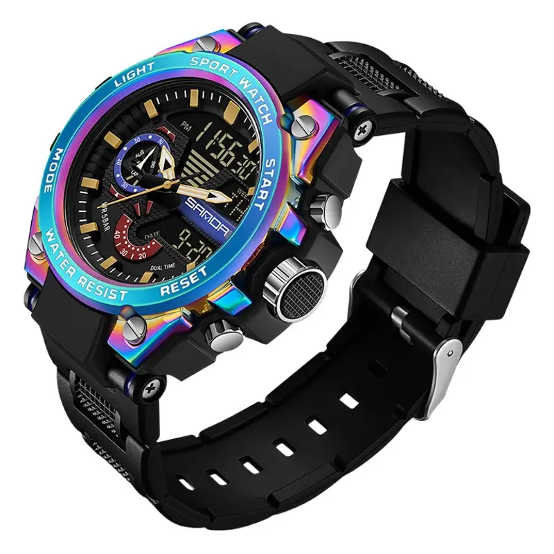 Sanda Digital Watch for Men Waterproof Sports Light Blue